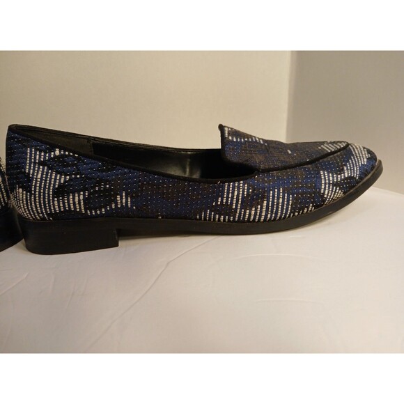 Sole Society 7.5 Winslow Navy Stripe Floral Jacquard Embroidery Loafer Pointed - Picture 8 of 16